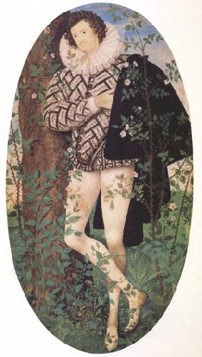 Nicholas Hilliard Young Man Leaning Against a Tree (nn03) oil painting image